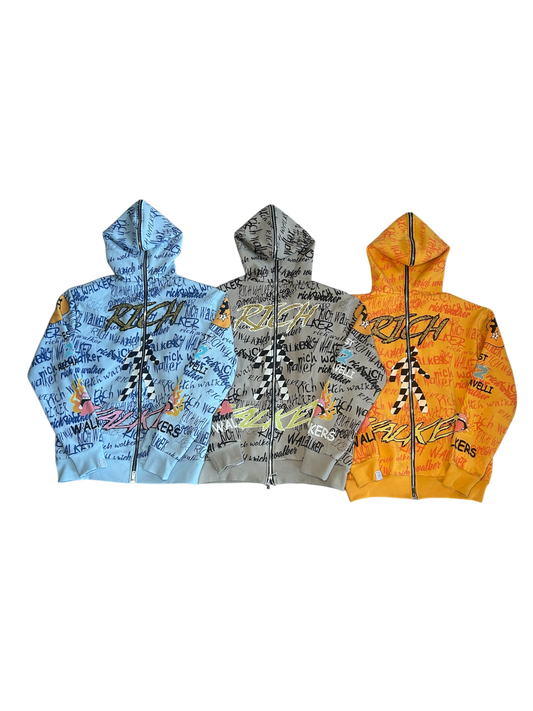 Blue “360 Zip Graffiti” Hoodie