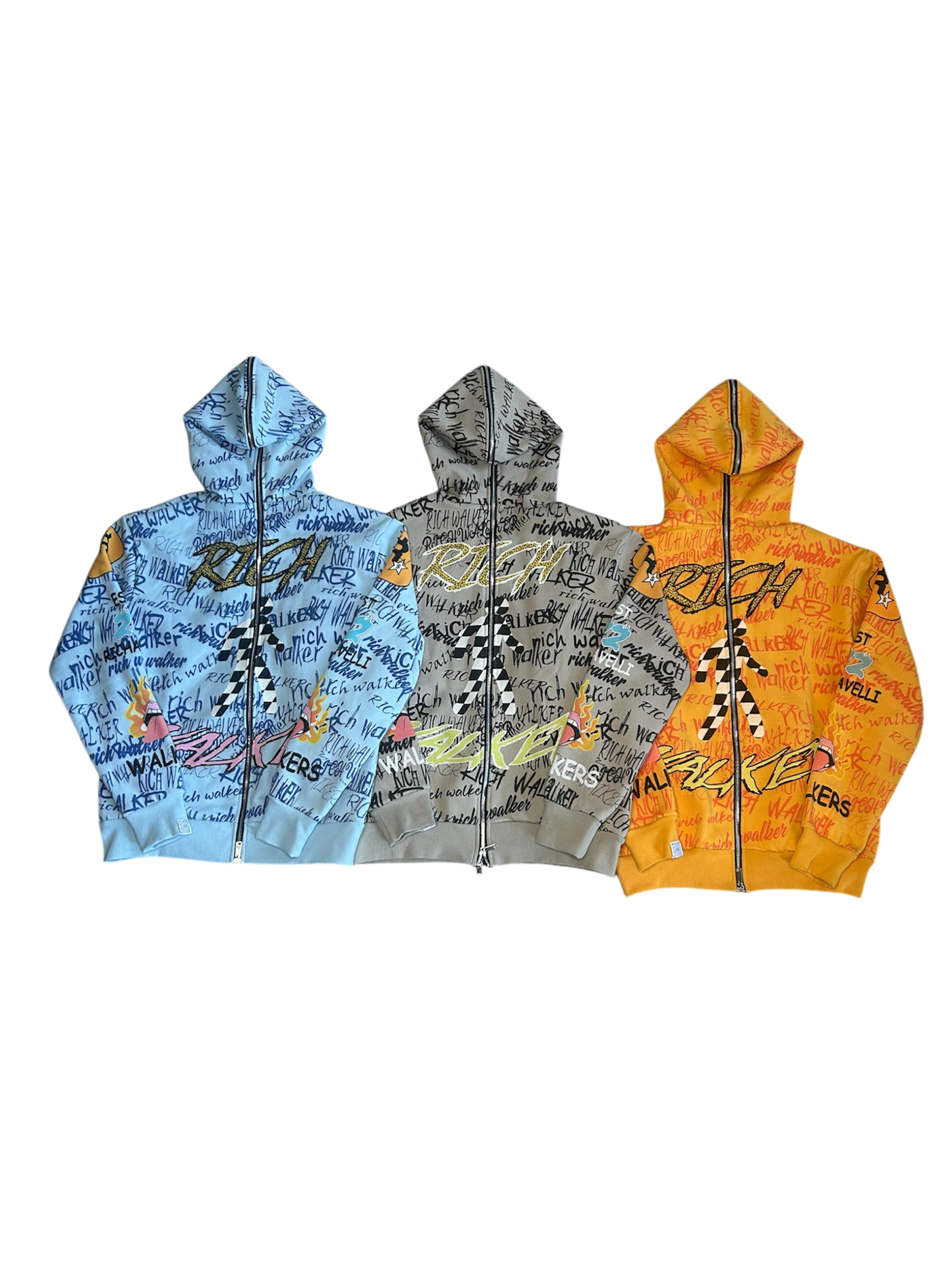 Blue “360 Zip Graffiti” Hoodie