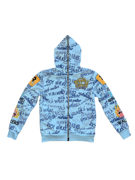 Blue “360 Zip Graffiti” Hoodie