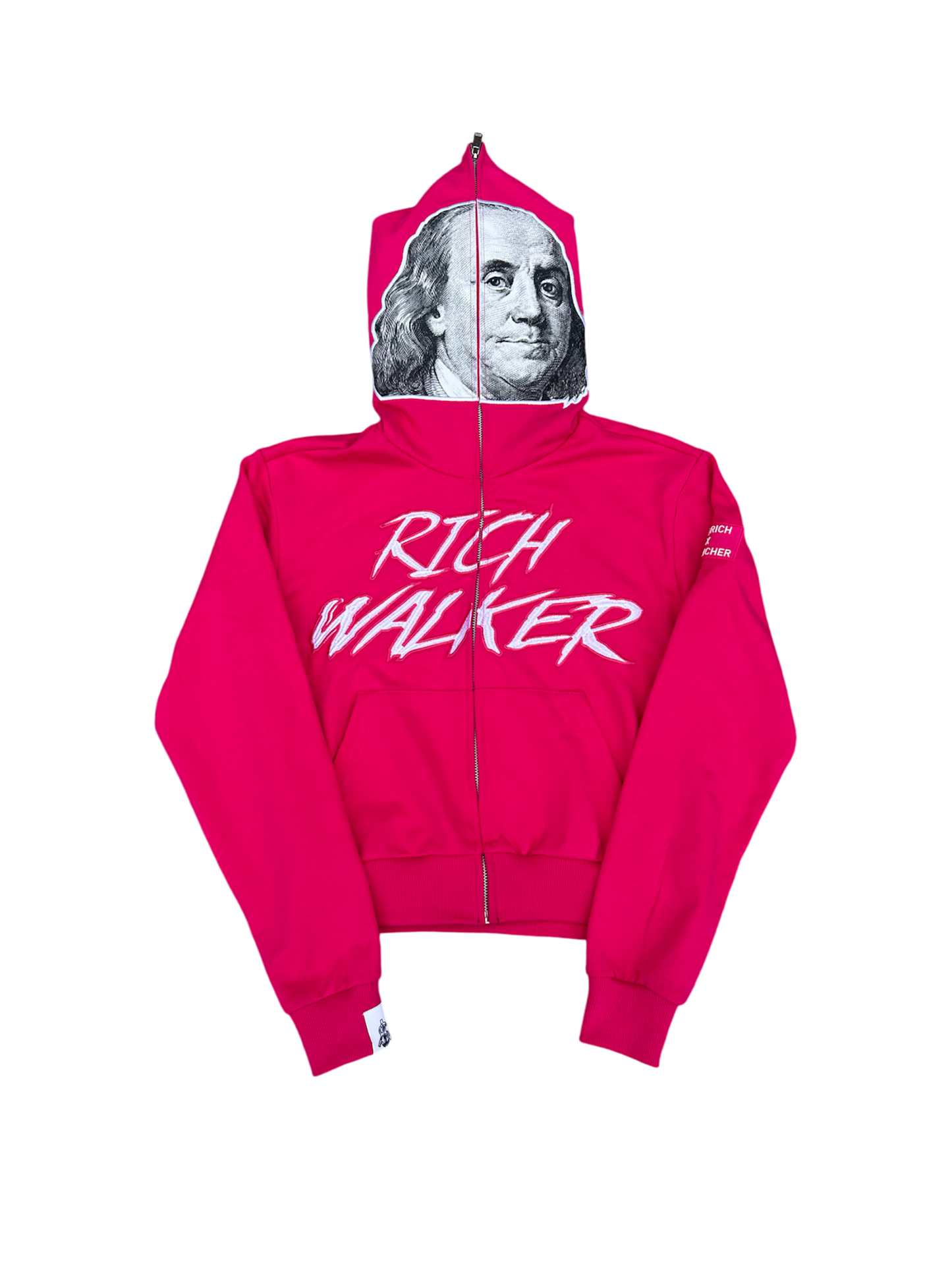 Pink "BENJAMIN" Cropped Fullzip Hoodie