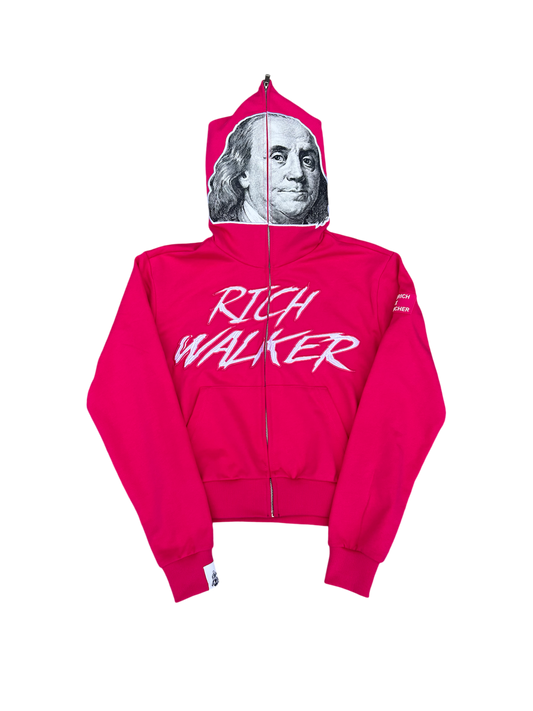 Pink "BENJAMIN" Cropped Fullzip Hoodie